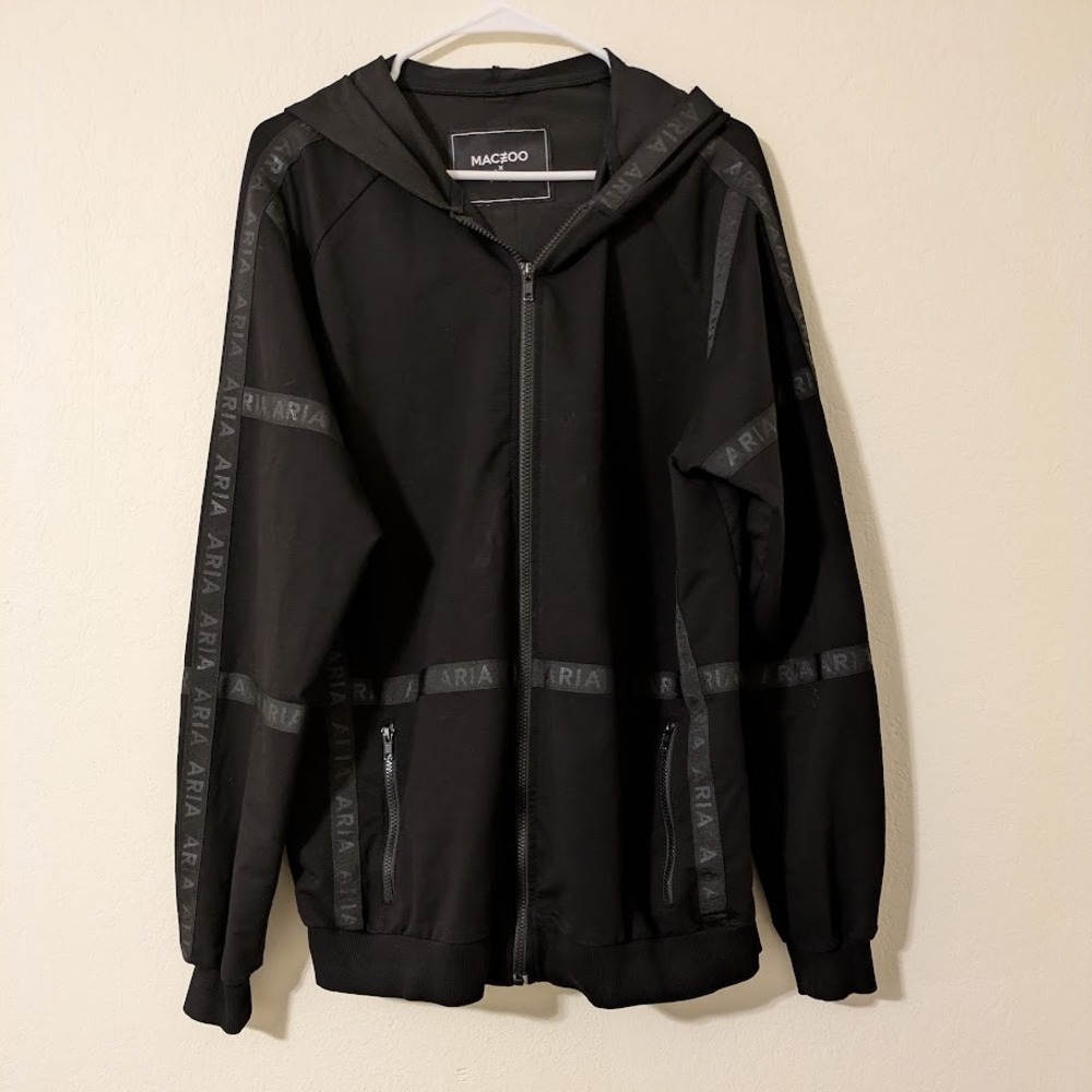 Maceoo x‎ Aria Men's Hoodie Las Vegas Designer Collab Black Zip-Up Size XL